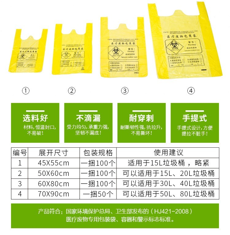 可降解黃色標(biāo)識醫(yī)療專用廢棄物垃圾袋執(zhí)行標(biāo)準(zhǔn)
